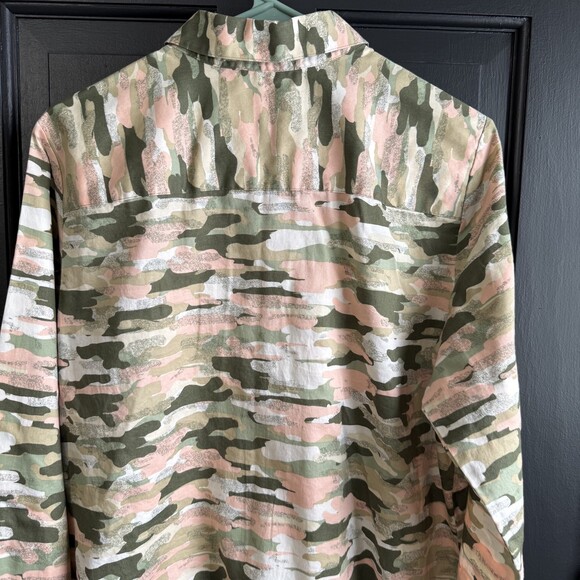 Foxcroft Heritage Non Iron Fitted Button Down Shirt Size 14 Neutral Camo - Picture 7 of 11